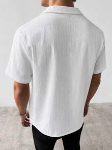 Men's Hawaiian Shirt, Lightweight Breathable Linen-Like Coconut Tree Print Short Sleeve Open Collar Shirt, Loose Casual Light White Vacation Shirt, Summer Couple Outfit, Beach Party Wear, Perfect Gift For Boyfriend And Husband - White - View 5