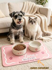 1PC Personalized Name And Photo Pet Mat, Custom Pet Food Mat, Minimalist Design Placemat, Anti-Slip Feeding Mat For Cats, Ideal For Pet Owners, Perfect Gift For Pet Lovers, - Multicolor - View 2