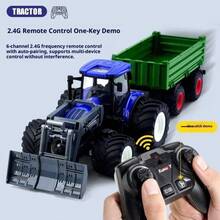 1:24 Scale Remote Control Tractor Toy Electric Alloy Farm Truck with Headlights RC Car Set for Boys Birthday Christmas Gifts - brazo delantero - Ver 5