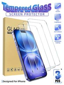 3片裝透明保護殼友善強化玻璃全螢幕螢幕保護貼，相容 iPhone 18 Pro Max 18 Pro 18 17 Pro Max 17 17 Pro 17 Air 16 16 Pro Max 15 15 Pro 6.1 吋 15 Pro Max 14 13 12 11 Pro Max 手機配件 - 無色 - 查看 26
