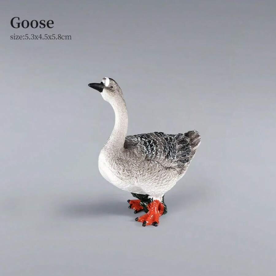 Farm Animal Model Set for Educational Simulation - Duck, Goose, Swan, Hen and Chicken Action Figure Collection for,Christmas Gift - Granja-14 - Ver 1