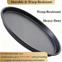 1pc 10/12 Inch Black Carbon Steel Round Pizza Baking Pan,Non-Stick Round Baking Tray,Suitable For Home And Commercial Baking,Cake Mold,Pizza,Fruit Mousse,Desserts,Tarts,Various Festivals,Party,Restaurant,Hotel,Birthday Gifts,Oven Use Only - Black - View 4