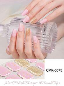 Milk Jelly White Semi-Cured Gel Nail Stickers 20pcs Fashion Color Long-Lasting Full Coverage Gel Nail Art Stickers - Baby Pink - View 2