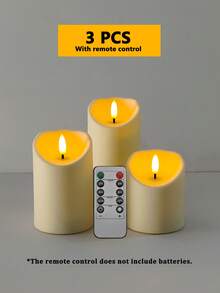 3 piezas de velas sin llama parpadeantes con control remoto y temporizador, funcionan con batería, adecuadas para Navidad, Halloween, Día de San Valentín, Día de la Madre, mesa de comedor, boda, fiesta, regalo, luz de decoración de ambiente festivo - luz cálida - Ver 15