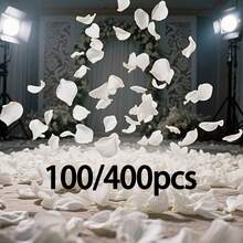 100/400片人造白色玫瑰花瓣 - 逼真婚禮情人節裝飾花瓣，婚禮派對裝飾，適用於婚禮走道、求婚背景 - 平價派對裝飾 - 多色 - 查看 1
