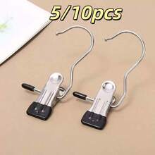1/5/10pcs Premium Stainless Steel Clothes Clips, Adjustable Metal Pants Hangers With Clips, Portable Clothing Decorative Clips, Suitable For Home Storage, Home Decor, Room Decor, Travel Essentials And Back To School Essentials - Multicolor - View 16