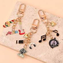 1pc Unisex Musical Note Earphone Alloy Oil Drip Heart Pendant Keychain Bag Charm - Multicolor - View 1