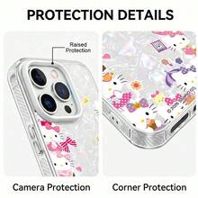 One Adorable Hello Kitty Print IMD Glitter Phone Case, Featuring A Full-Coverage Cartoon Design, Perfect For Girls With A Soft, Cute, And Fresh Style. Suitable For IPhone 17/17 Pro/17 Pro Max/17/16/15/14/13/12 Series. - Clear - View 4