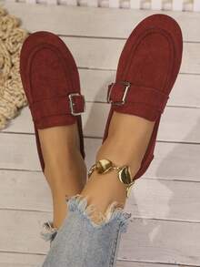 Women's Spring/Autumn New Ginkgo Color Soft Leather Upper Soft Sole Casual Bean Loafers Comfortable Commute Slip-On Flat Shoes - Burnt Orange - View 3