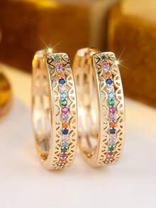 1 Anting-Anting Berbentuk Hati Zirkonia Kubik Pelangi yang Bergaya dan Mewah untuk Wanita - Hadiah Sempurna untuknya - MultiWarna - View 9