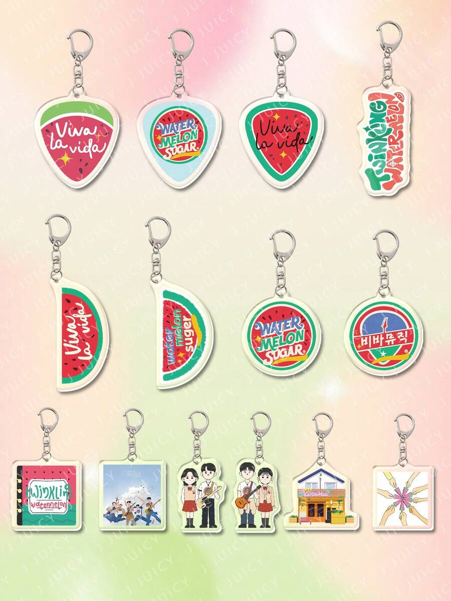 1pc Acrylic Cute Cartoon Shiny Watermelon Vivalavida Shining Watermelon Theme Series Keychain Pendant Backpack Decoration/Bag Accessory/School Bag Accessory/Wallet Pendant/Gift For Friends - Multicolor - View 1