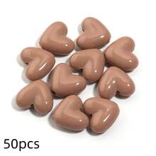50pcs 3D Acrylic Candy Color Heart Beads, Shiny Colorful Heart-Shaped Beads For DIY Jewelry Making, Necklace, Earrings, Bracelet, Keychain Decorative Accessories - Heart-shaped - View 14