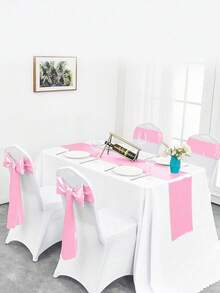 1-12pcs Satin Table Runner, Romantic Tablecloth For A Perfect Celebration. Silk Satin Fabric Chair Sash For Spring Parties, Such As Gatherings, Engagements, Birthdays, Hotels, Homes, Etc. - Multicolor - View 8