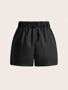 CZJ Short de mujer de unicolor versátil y casual - Negro - Ver 5