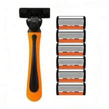 Classic 6-Layer Manual Razor Set, 1/2 Handle With 6/12/18/24/30 Blades , Manual Shave Razors For Daily Face Care 6-Layer Stainless Steel Razor Blades For Men - Replaceable For Smooth Shaves - Multicolor - View 12