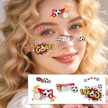 6Sheets Soccer Fan Cheer Face Temporary Tattoos, Sports Football Match Temporary Face Tattoo Stickers, Festivals & Parties, Football-Patterns Body Stickers For Arms & Face, Waterproof Football Themed Stickers - Multicolor - View 7