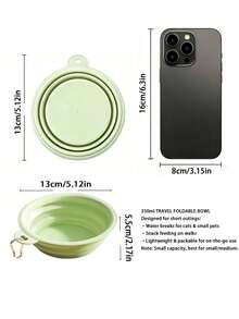 350ml 可折疊寵物碗，適合旅行、露營、散步，可伸縮，可用作貓狗的水碗和食碗，附登山扣，適合散步和戶外活動，批發寵物碗 - 多色 - 查看 3