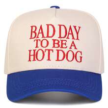1頂女款 BAD DAY TO BE A HOTDOG 卡車司機帽，個性化字母刺繡棒球帽，街頭時尚五片式帽子，戶外防曬休閒帽，適合春秋旅行與海邊度假 - 彩色 - 查看 9