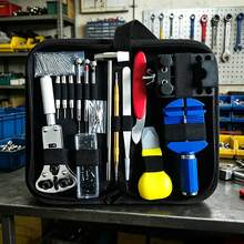 手錶維修工具組，包含錶帶拆卸器與後蓋開啟器，附收納盒，適用於手錶調整、電池更換與維修 - 黑色 - 查看 12