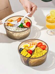 Round Divided Bento Box, Lunch Box - With Cutlery Set, School Lunch Box, Microwave (Remove Lid). Lunch Bag, Suitable For Office, School And Home Use. Back To School, Picnic, Easy To Clean - Multicolor - View 4