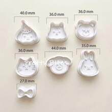 Cetakan Kue Bentuk Hewan 3D Kartun Hamster Anjing Beruang Kucing Kelinci Cetakan Biskuit Tekan Stempel Kue Peralatan Dapur Memanggang Kue Pastry - Putih - View 3