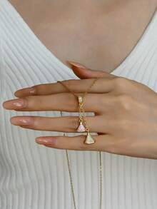 Dây chuyền mạ vàng 18k, dây chuyền đồng khảm zirconia mạ vàng 18k vân nhám đa năng, phù hợp cho hẹn hò, tiệc tùng, quà tặng và đeo hàng ngày - Vàng - Xem 1