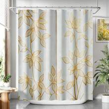 4-Piece Fresh Floral Shower Curtain Set, Non-Slip Bathroom Mat, U-Shaped Rug, Toilet Seat Cover, 12 Sturdy Hooks, Beautiful Bathroom Decor & Practical Home Gift - 蝴蝶 - 查看 1