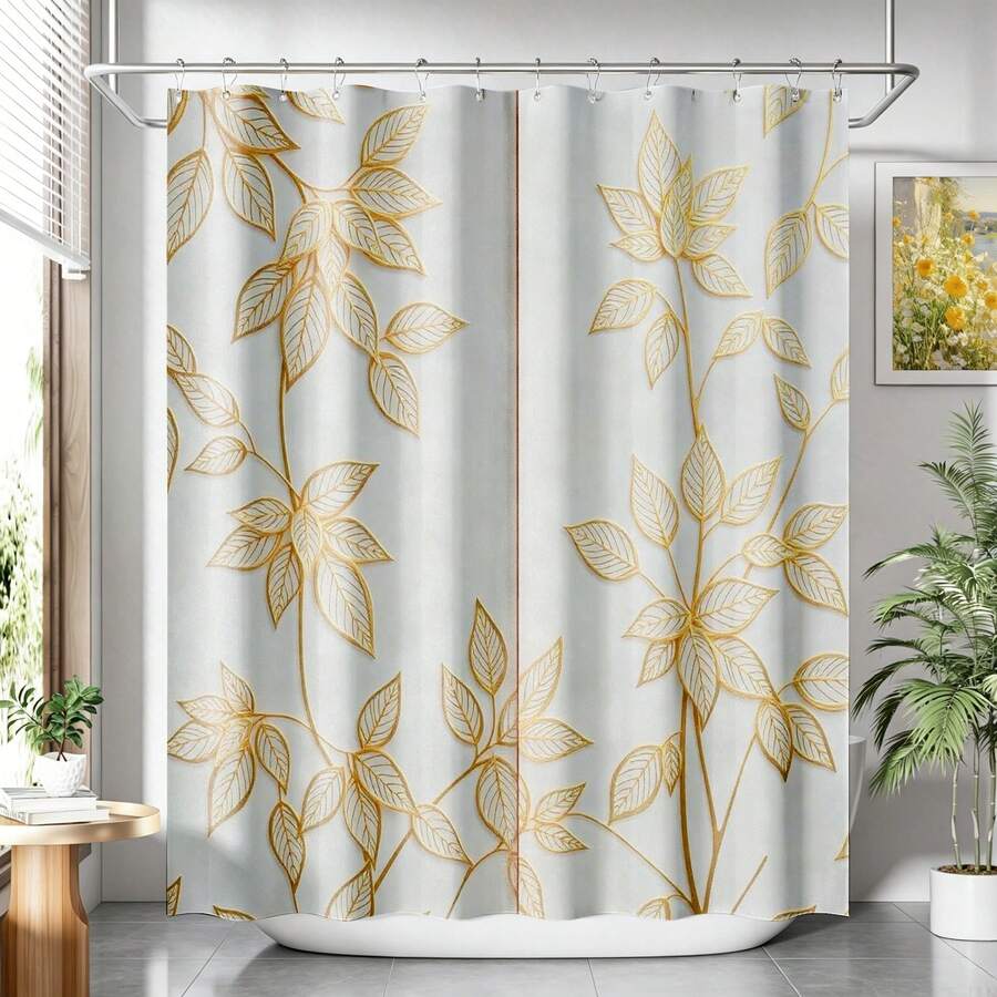 4-Piece Fresh Floral Shower Curtain Set, Non-Slip Bathroom Mat, U-Shaped Rug, Toilet Seat Cover, 12 Sturdy Hooks, Beautiful Bathroom Decor & Practical Home Gift - 蝴蝶 - 查看 1