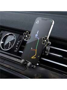 Car Phone Holder Oil Drop Flower Design Air Vent Mount Universal Horizontal/Vertical Navigation Bracket Stable Anti-Drop Auto-Locking - One Size Fits All - View 3