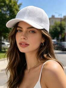 1pc/2pcs Unisex Baseball Cap, Polyester, Beach Vacation Travel Season Hat, Colorful Solid Color Hollow Out Summer Spring All Season Hat, Suitable For Business Trip Travel Street Decoration Baseball Cap - A - View 15