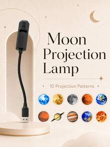 1個USB銀河行星投影燈,10種圖案星空天文館夜燈,附呼吸燈效果,可彎曲鵝頸LED月亮星星投影燈,適用於臥室天花板房間裝飾節日禮物 - 黑色 - 查看 3