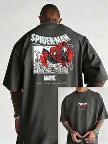 Disney Spider-Man Graphic T-Shirt For Men And Women Oversized Y2k Style Short Sleeves Superhero Print Streetwear Casual Top - 2 - 查看 3