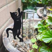 Pluviômetro de Metal em Formato de Gato para Exterior, Ornamento Decorativo Prático, Pluviômetro com Estrutura de Metal de Grande Capacidade, Adequado para Jardim, Quintal, Pátio, Pátio Interno, Gramado, Vaso de Flores, Decoração Externa, Ferramenta de Medição de Chuva de Metal Resistente à Ferrugem, Durável e Bonita - E - Visão 6