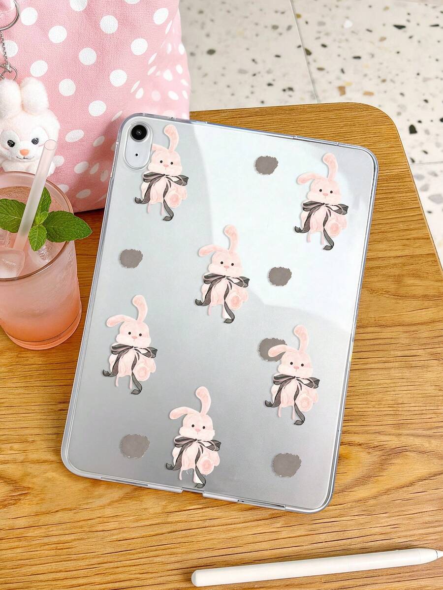 1個 TPU 軟殼蝴蝶結兔子圖案彩繪平板保護殼,適用於 iPad 10.2/10.5/Air4/Air5/10.9/Pro 11"/10代/Air 11-In.(M2)-2024/Pro 11-In.(M4)-2024/Air 11-Inch (M3) 2025/(A16) 11 Inch 11代 2025/Air7(M3)2025 (11-Inch)/Air 8(M4)2026(11-Inch)/Mini1/2/3/Mini4/Mini5/Mini6/Mini7/Air/Air2/9.7/Galaxy Tab A7 10.4 Inch/A8 - 彩色 - 查看 1