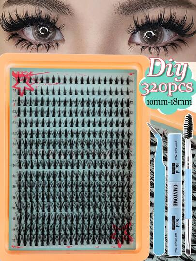 320 piezas de racimos de pestañas postizas estilo hada con rizo D, racimos de pestañas de dibujos animados de 8-16 mm, rizo D, amplia gama, extensiones de pestañas DIY, pestañas postizas estilo anime con rizo hacia afuera hidratante, pestañas postizas de racimo individual, banda de pestañas invisible ultradelgada, racimos de pestañas postizas, pestañas postizas de hebra individual