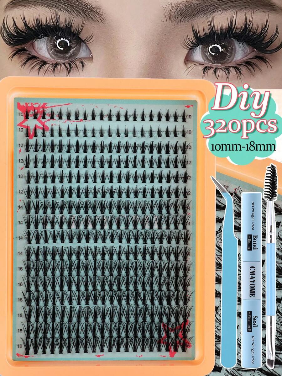 320片 D捲仙女風假睫毛簇,8-16mm 卡通睫毛簇,D捲,寬範圍,DIY 睫毛接長,保濕向外捲動漫風假睫毛,單簇假睫毛,超薄隱形睫毛帶,假睫毛簇,單根假睫毛 - 藍色 - 查看 1