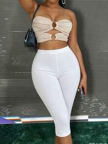Leopard Print Skinny Shorts, Comfortable & Stylish For Summer White - White - View 2