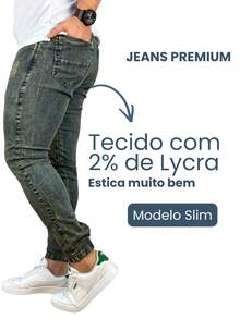 Premium Basic Skinny Jeans 017 2% Elastane - 橄欖綠 - 查看 2