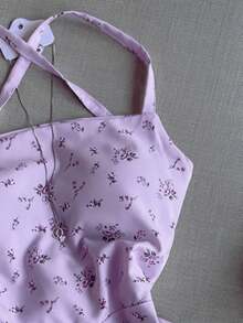 New Women's Floral Print Dress, Strappy Back, Backless, Multi-Layered, Pastel Style, Ideal For Dates, Vacations, Meetings, Parties, Holidays And Daily Wear - 淺藍色 - 查看 3