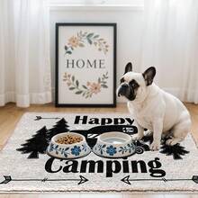 1pc Camping Simple Pattern Print Faux Cashmere Surface TPR Bottom Door Mat, Bathroom Mat, Kitchen Mat, Laundry Room Mat, Holiday Atmosphere Decoration, Home Decor, Party Decoration, Wedding Decoration, Dining & Kitchen Decoration - Multicolor - View 4