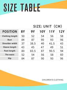 Tween Girl Cartoon Print Warm Crew Neck Sweatshirt And Cargo Pants - White - View 7