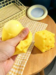 1pc Large Cheese Squishy, Soft Cheese Cube Squishy Sensory Toy, Slow Rebound Malleable Squeeze Ball Sensory Touch Toy For Adult Office Desk Stress Relief - A - View 1