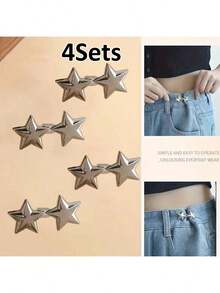 1/4 Set Star-Shaped Detachable Belt Buckle, Adjustable Waist Clip, Suitable For Jeans, Skirts, Pants, Street Style Clothing - Multicolor - View 17