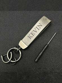1pc Customized Men's High-End Creative Minimalist Car Hanging Keychain, Personalized Fashion Wristband Keychain, Retro Leather Keychain, Accessory, Spring Series - Multicolor - View 12