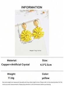 OOQ 1 Pair Casual Minimalist Handmade Woven Seed Bead Daisy Pendant Earrings, Personalized Fashion Creative Niche Design Women's Earrings, Suitable For Women's Daily Wear, Vacation And Banquet (Handmade Seed Bead Color, Position, Quantity, And Shape Are Random) - Yellow - View 6