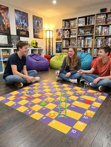 Colorful Cartoon Polyester Snakes And Ladders Floor Game Mat, Suitable For Hawaii Vacation, Family Gathering, Spring And Autumn Picnic Party, Adult Game, Group Game, Boys Game, Girls Game, Dice Game - Multicolor - View 4
