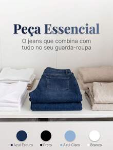 Women's Wide Leg Jeans, High Waist, Comfortable, Dark Blue - 深色水洗藍 - 查看 4