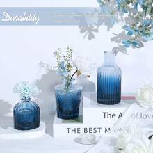 Glass Bud Vase Set Of 24, Small Amber Flower Vases For Centerpieces In Bulk, Mini Vintage Vase For Wedding Decor, And Home Table Décor - 24pcs-blue - View 6