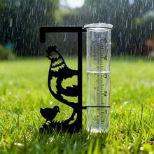 雞圖案戶外雨量計，金屬雨量計配有大而易讀的數字，適用於花園、院子、花盆、露台和草坪，美觀穩定且耐用的雨量測量工具 - F - 查看 8