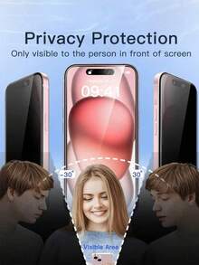 MIGAE 2pcs Full Screen Privacy Waterproof Shockproof Anti-Scratch Tempered Glass Screen Protector, Compatible With IPhone 18 Pro 18 Pro Max 17 16 15 Pro Max 14 Plus 15 14 13 12 Mini 11 Pro X XS Max XR, Suitable For Phone Cases, Daily Office Home Phone Accessories, Birthday Gift For Family And Friends - Black - View 6